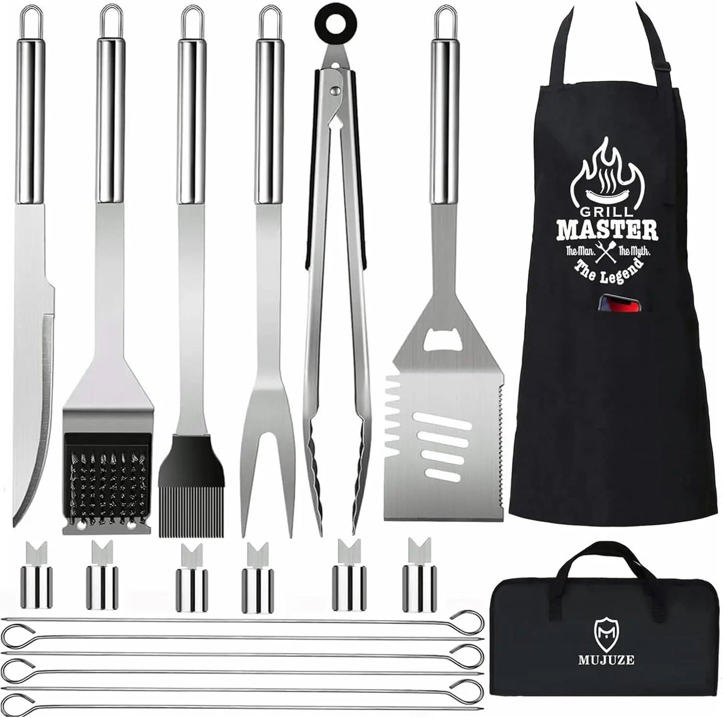 Grill Set With Apron And Tools For Outdoor Barbecues