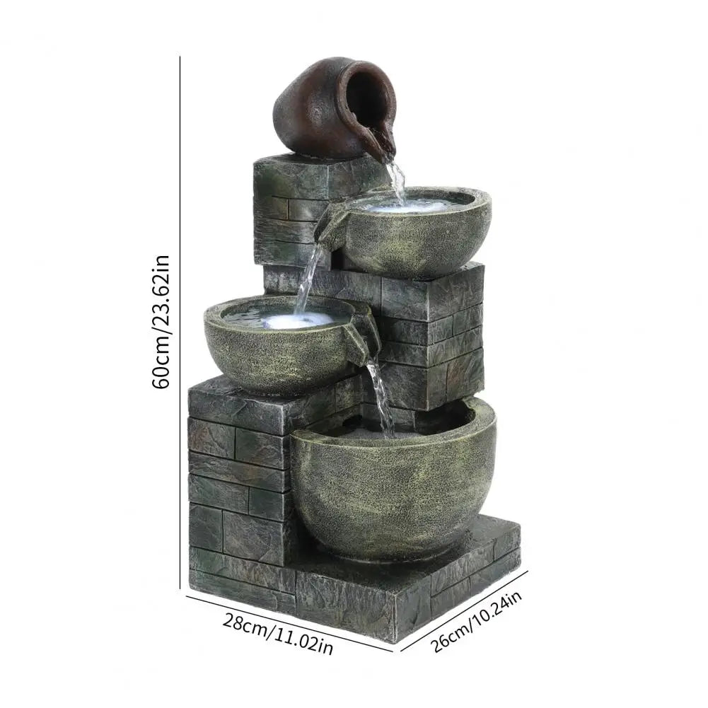 Rockery Waterfall Fountain With LED Light For Garden Patio