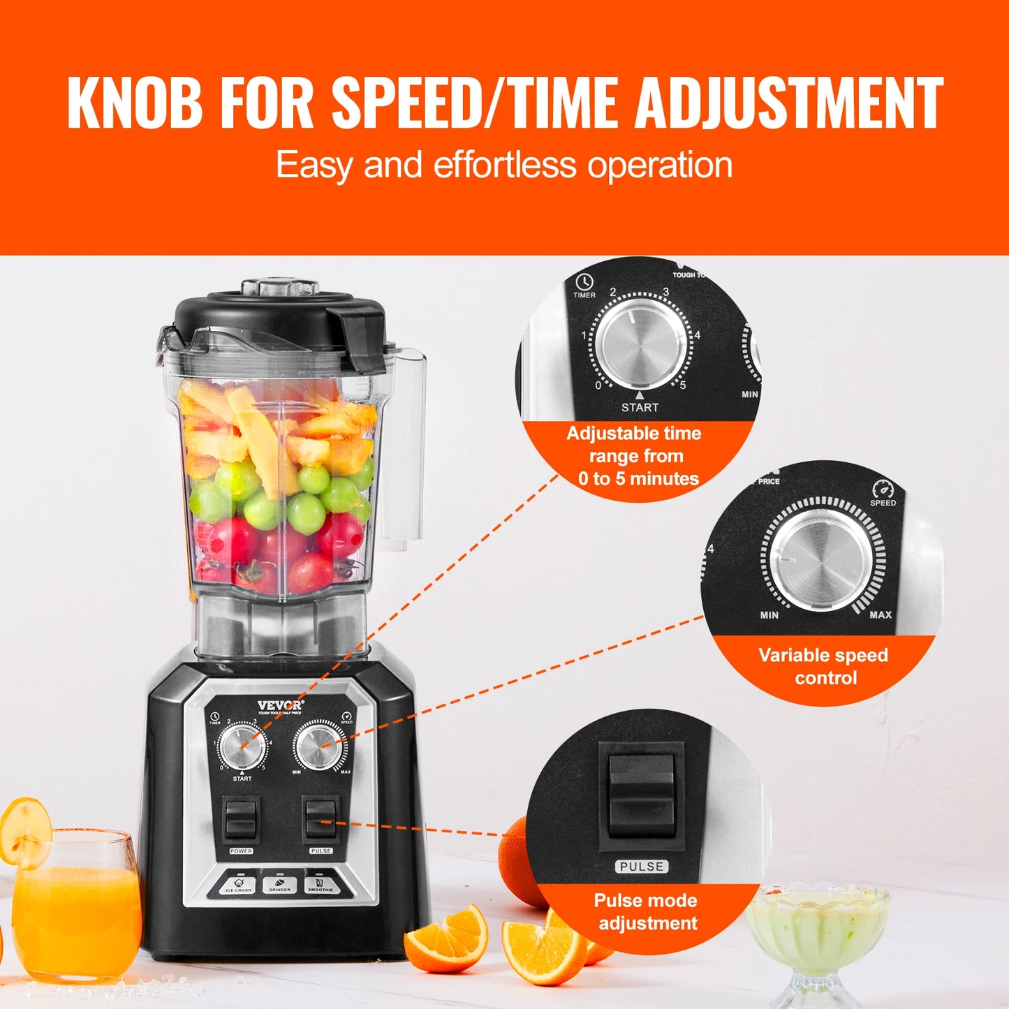 SucceBuy Professional Countertop Blender For Smoothies And Juices