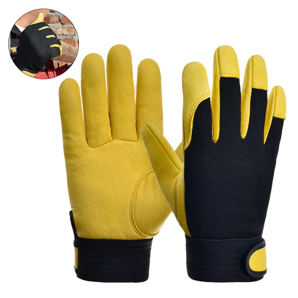 Cowhide Leather Work Gloves for Safety Labour Welding and Gardening