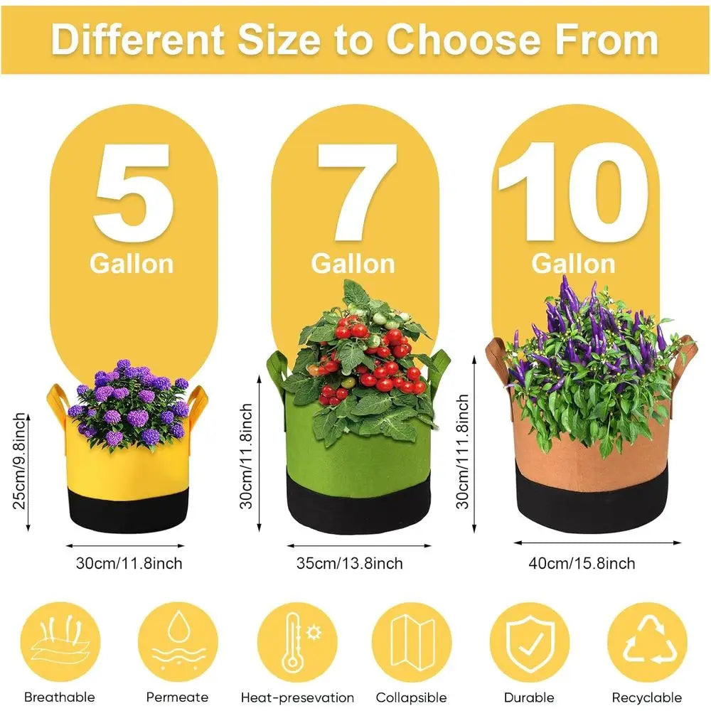 Breathable Fabric Plant Pots With Handles For Outdoor Garden Use