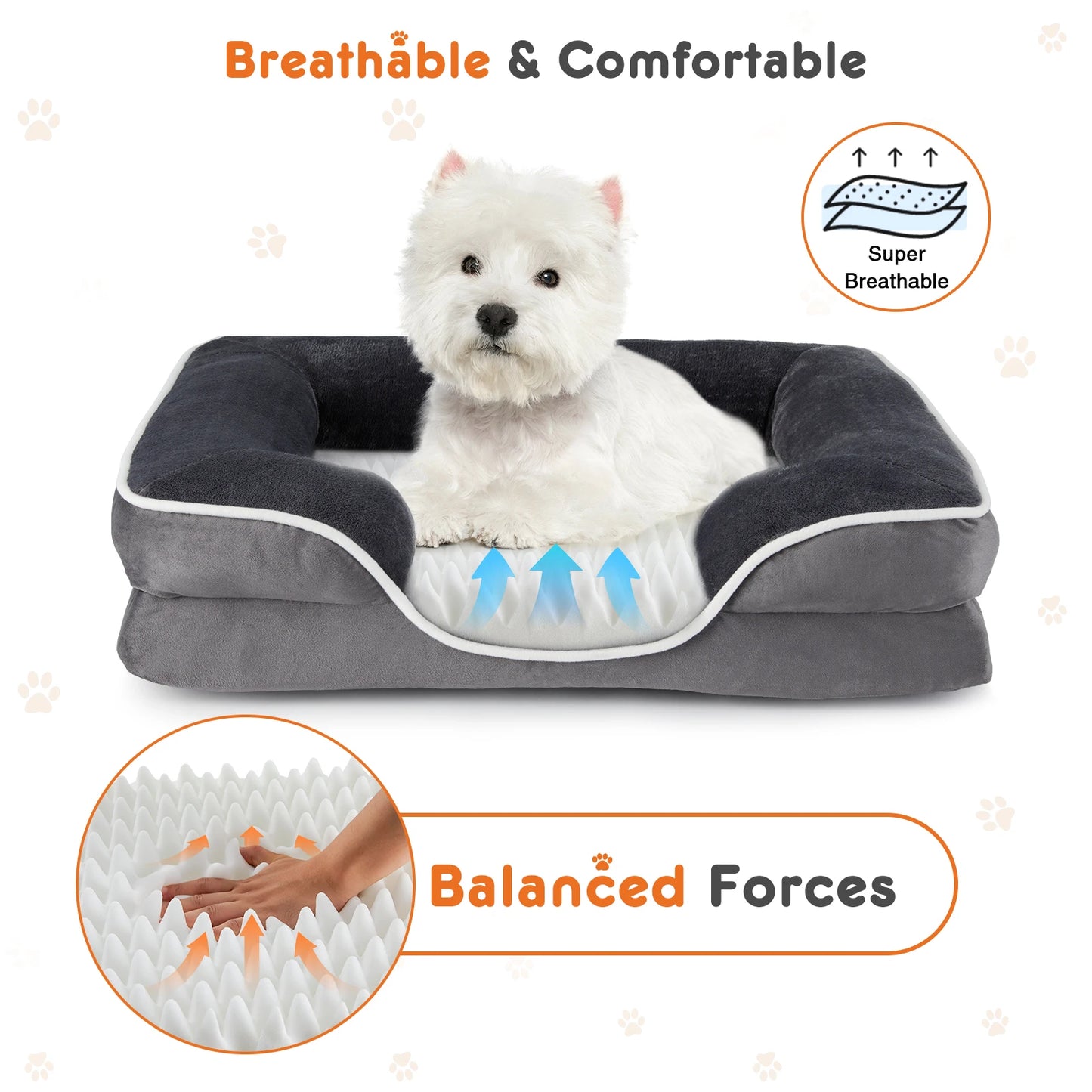 JHK Orthopedic Memory Foam Dog And Cat Bed With Washable Removable Cover