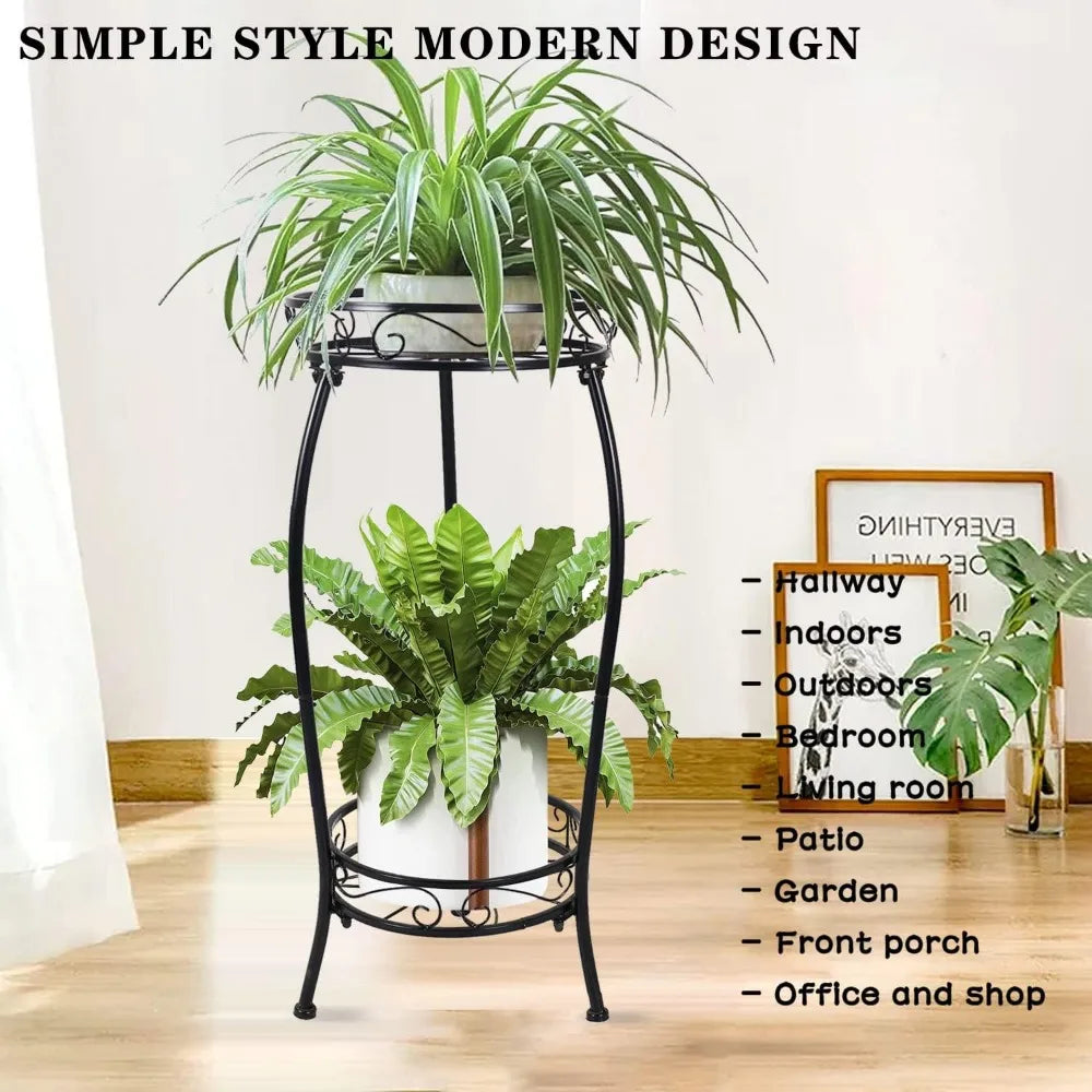 NBVCX Two-Tier Rustproof Metal Plant Stand for Indoor Outdoor