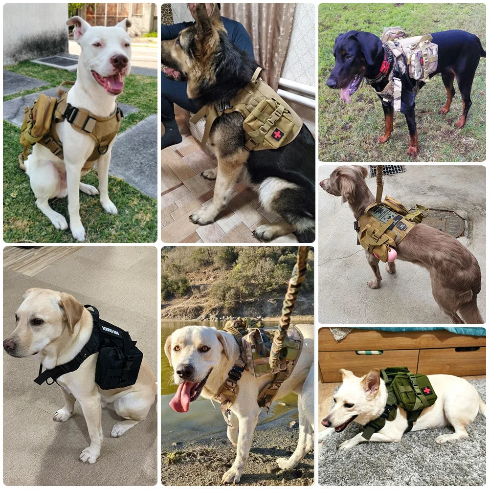 Petravel Dog Tactical Bags Set Molle Pouches Belt Harness