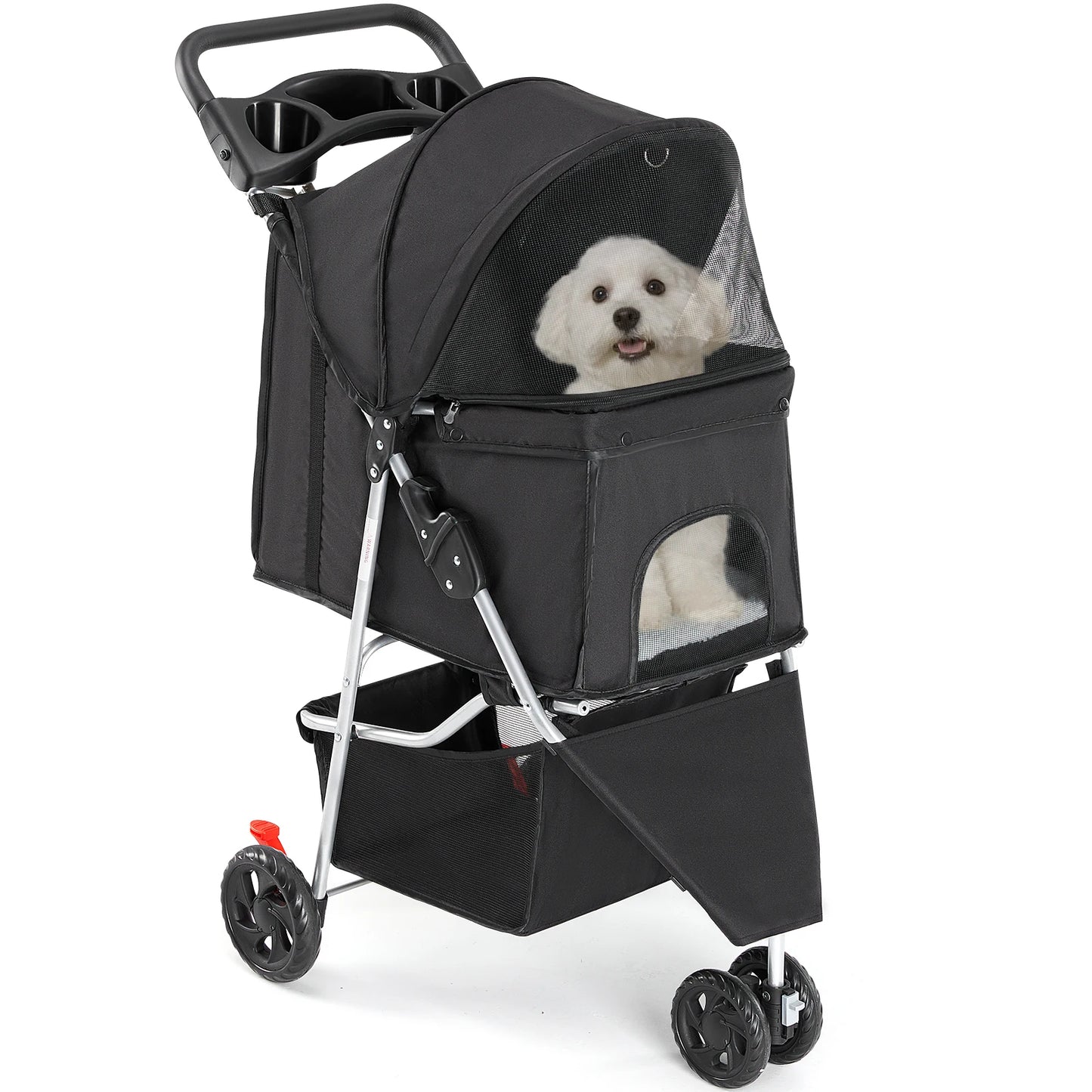 JHK 3-Wheel Foldable Pet Stroller For Small Dogs And Cats