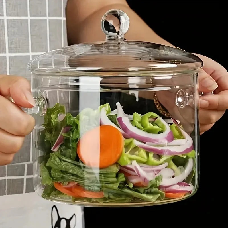 Glass Pot With Lid Clear Soup Pot Open Cookware Kitchen
