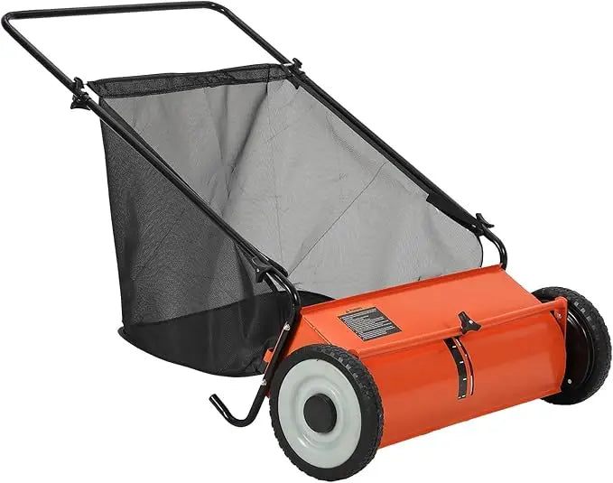 Push Lawn Sweeper With 7 Cu Ft Collection Bag And Durable Steel Frame