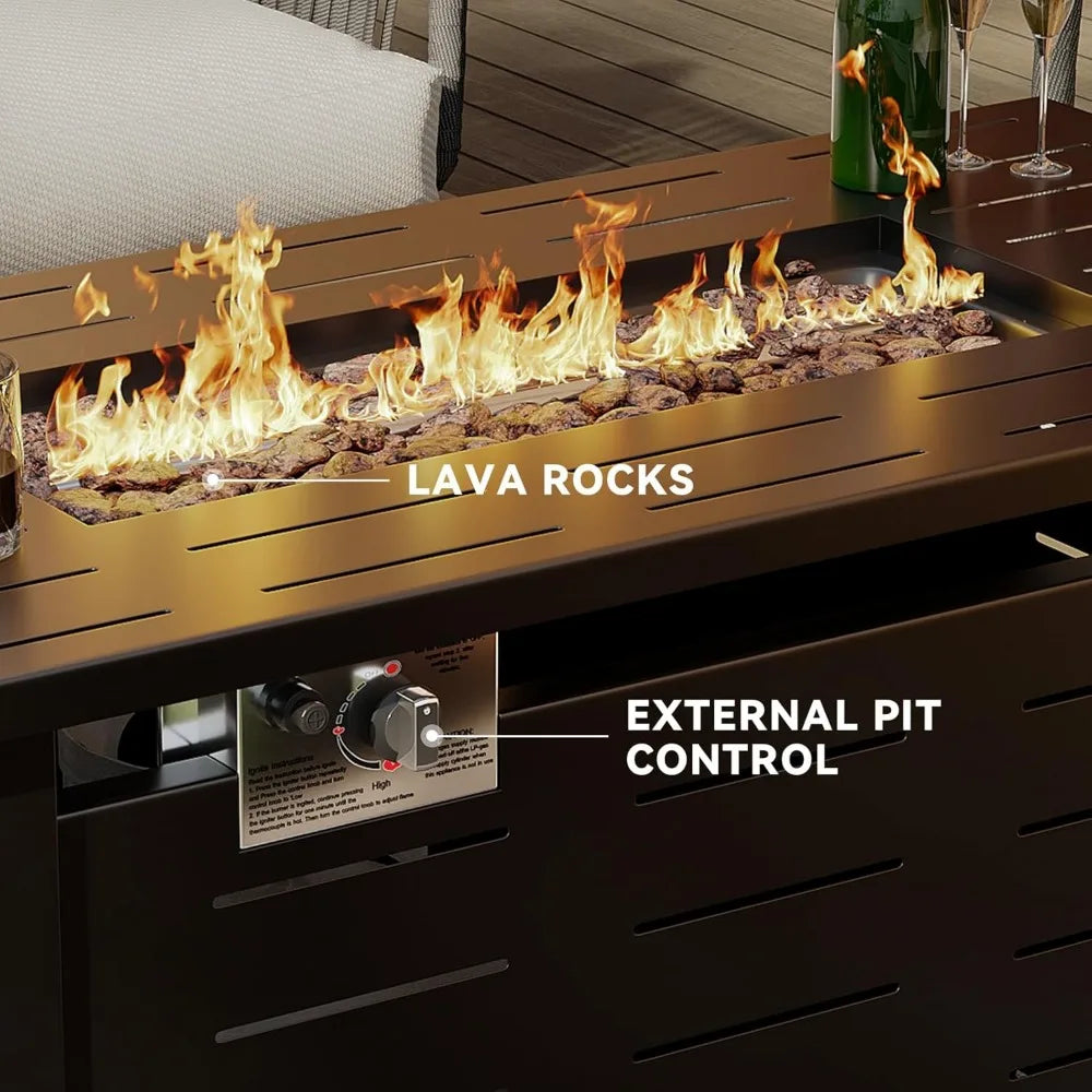 Aoxun Propane Fire Pit Table Outdoor 50000 BTU Weatherproof