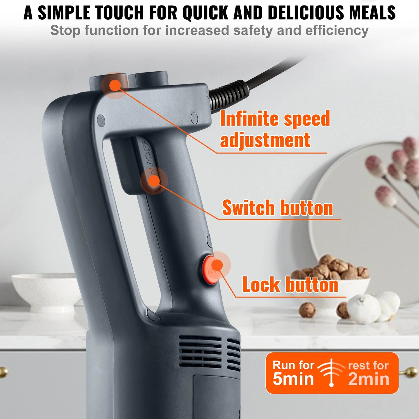 SucceBuy 500W Commercial Immersion Blender Stainless Steel