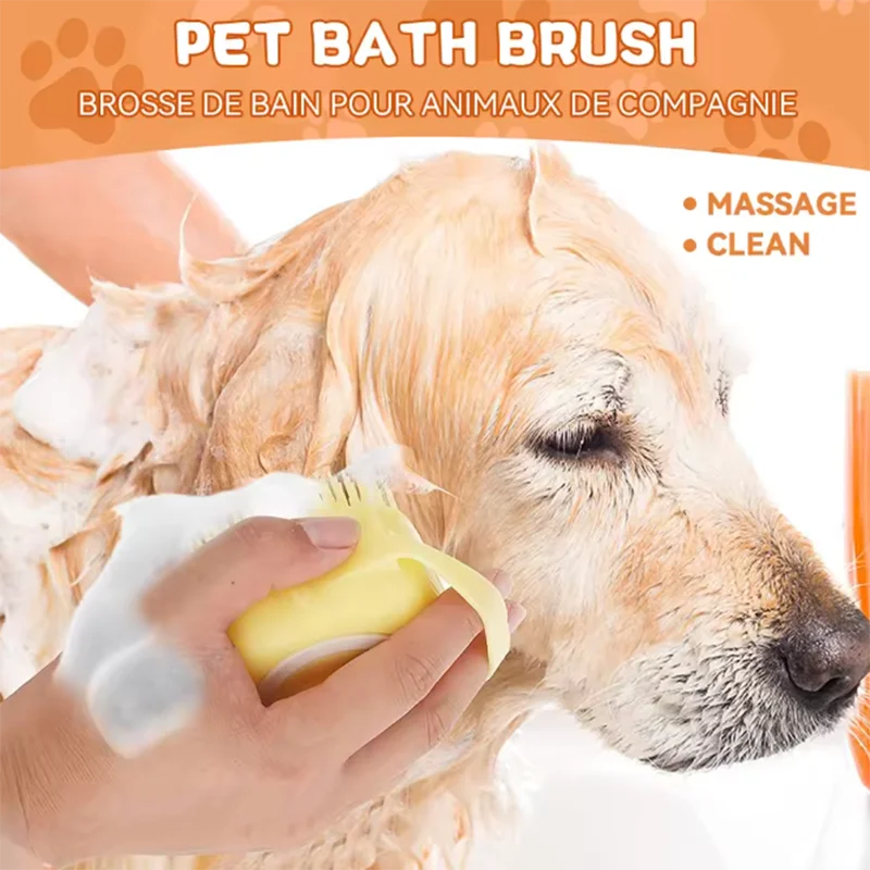 Pet Massage Brush Silicone Bath Tool For Dogs And Cats