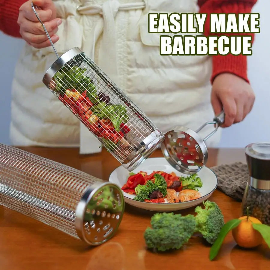 XMSJ Stainless Steel Grill Baskets 2 Pack With Removable Handle