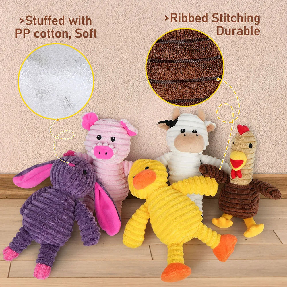 5 Pack Plush Dog Toys Squeaky Assortment For All Dogs