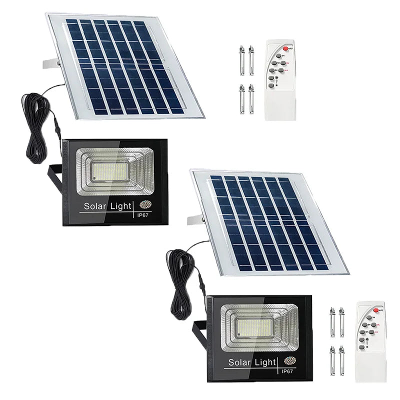 Solar Flood Lights Outdoor 2 Pack Waterproof Dusk To Dawn Auto On Off