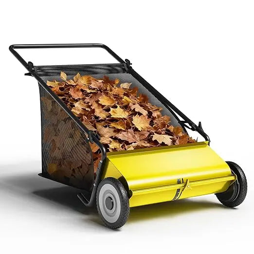 Push Lawn Sweeper With 7 Cu Ft Collection Bag And Durable Steel Frame