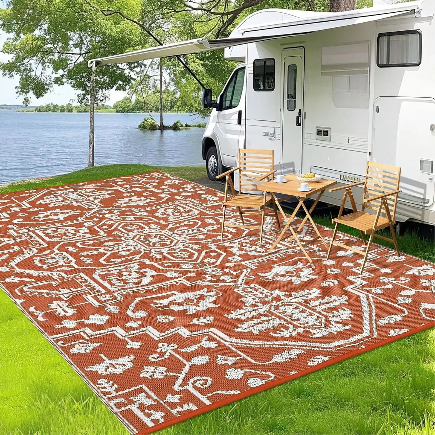 TWISTER.CK Waterproof Outdoor Rug Stain-Resistant Patio Mat