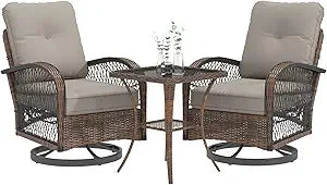 Patio Furniture Set With Swivel Rocker Chairs And Cushions