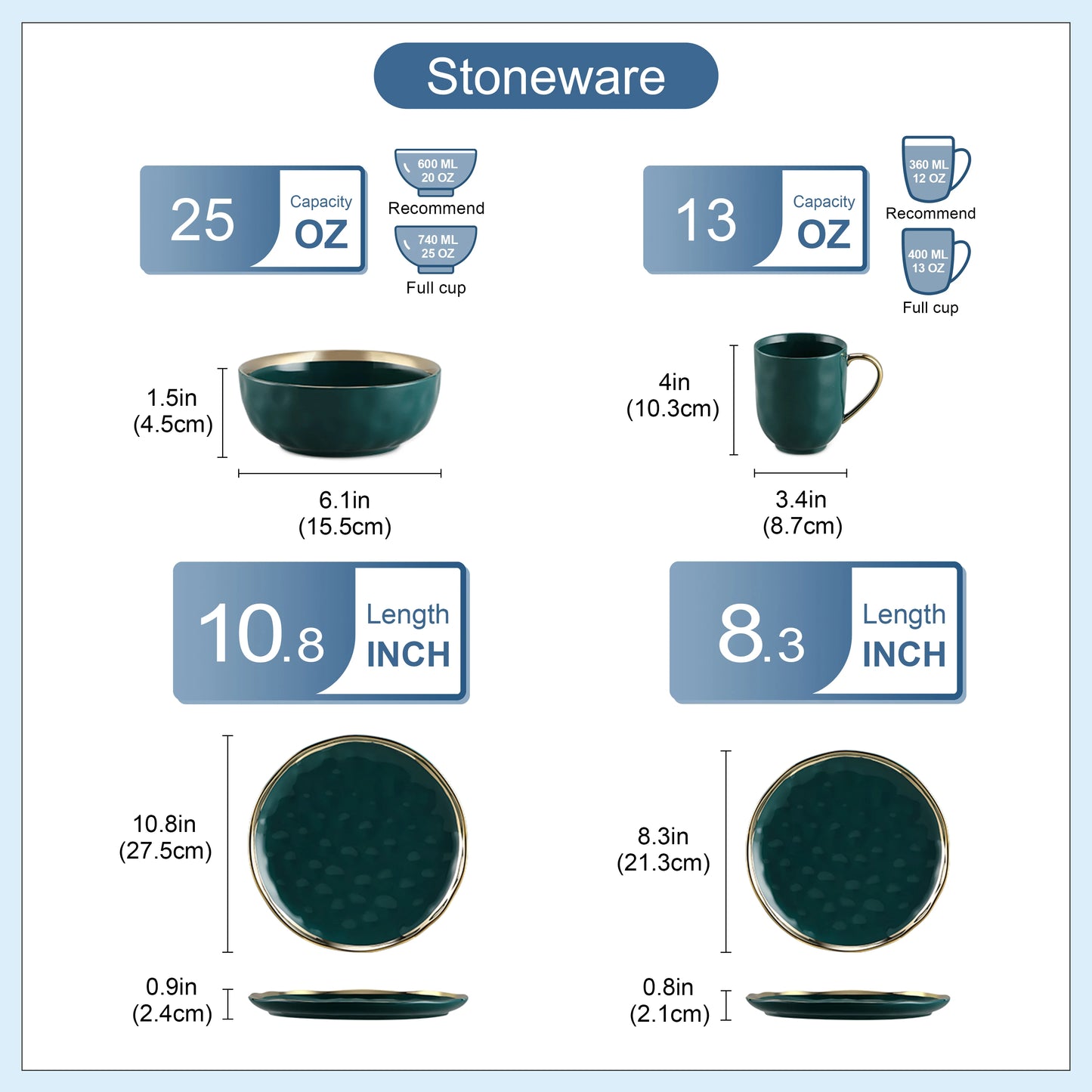 MALACASA Porcelain Dinnerware Set 16/32 Piece With Gold Trim