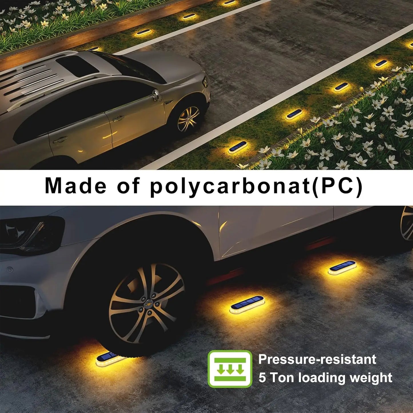 Solar Deck Lights IP68 Waterproof Auto On Off 4 Pack Anti Pressure Garden Path