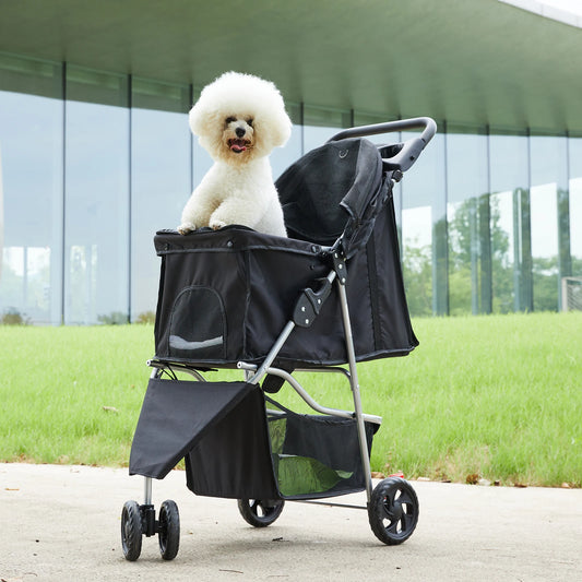 JHK 3-Wheel Foldable Pet Stroller For Small Dogs And Cats
