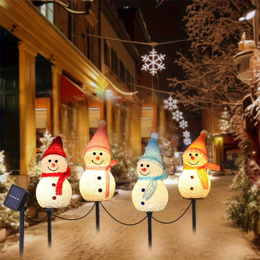 Solar Powered Snowman Lights 4 Piece Outdoor Garden String Set