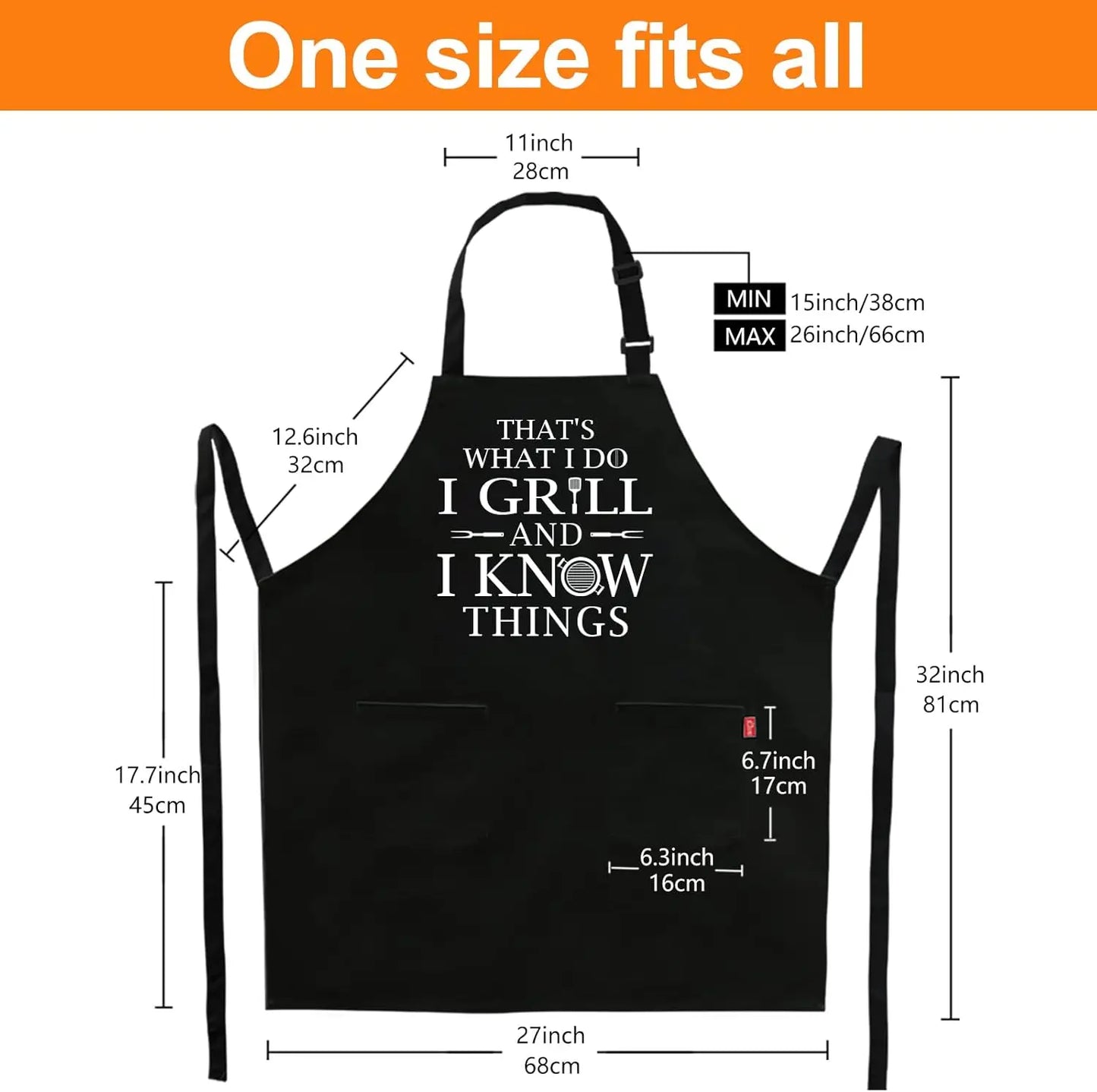 Funny BBQ Apron for Men with Pockets and Adjustable Straps