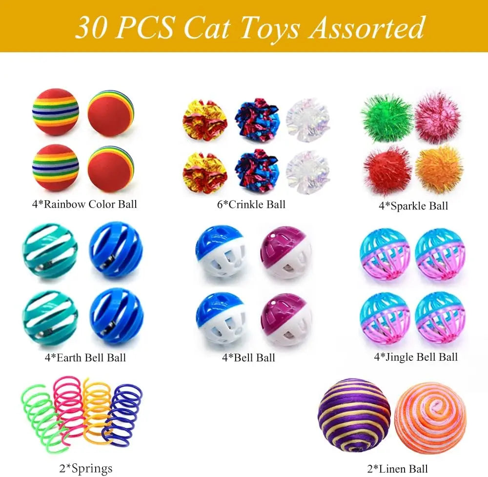 Crinkle Sparkle Bell Sisal Balls Cat Toys Kitten Assortment