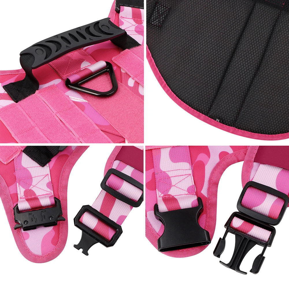 PETRAVEL Military Camouflage Nylon Dog Harness Leash Adjustable