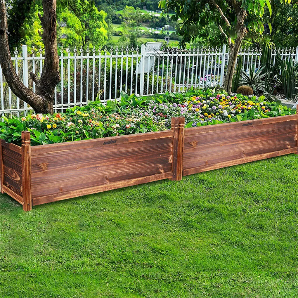 Outdoor Wood Planter Box Raised Garden Bed For Flowers Vegetables