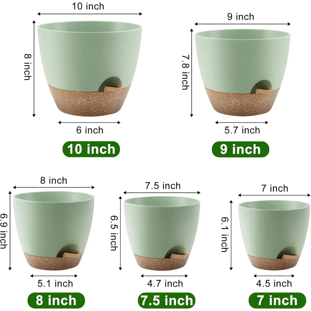 NBVCX Self Watering Plant Pots Set Of 5 Indoor Outdoor