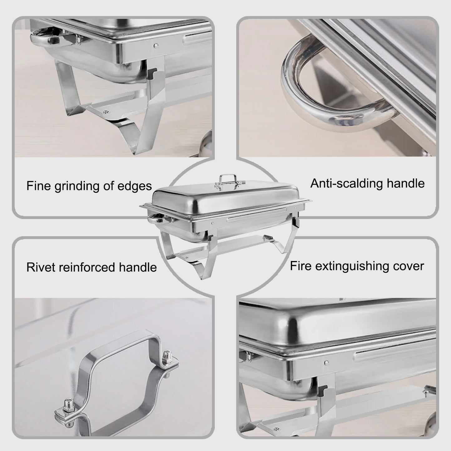 Stainless Steel Chafing Dish Buffet Set With Fuel Holders