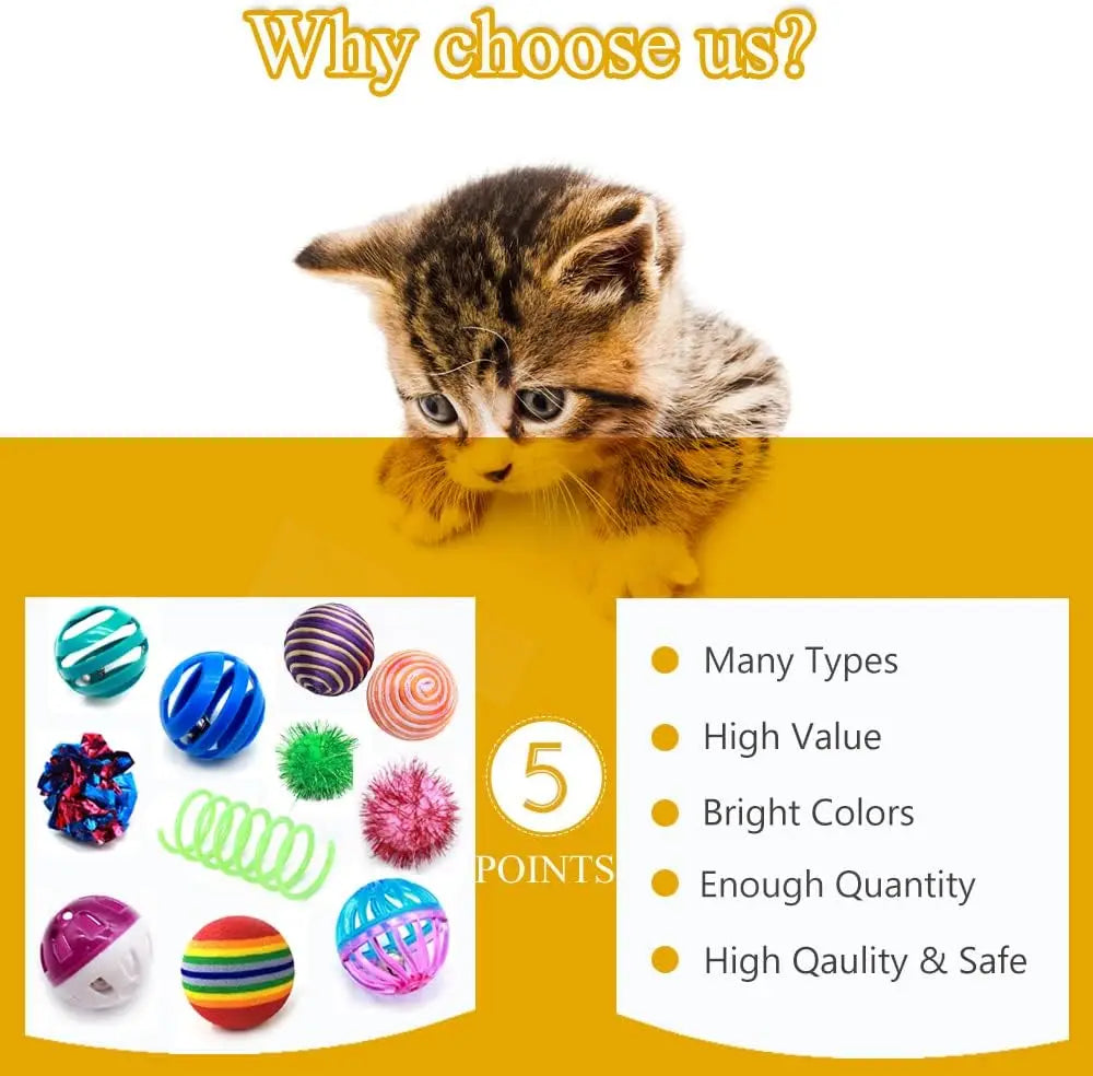 Crinkle Sparkle Bell Sisal Balls Cat Toys Kitten Assortment