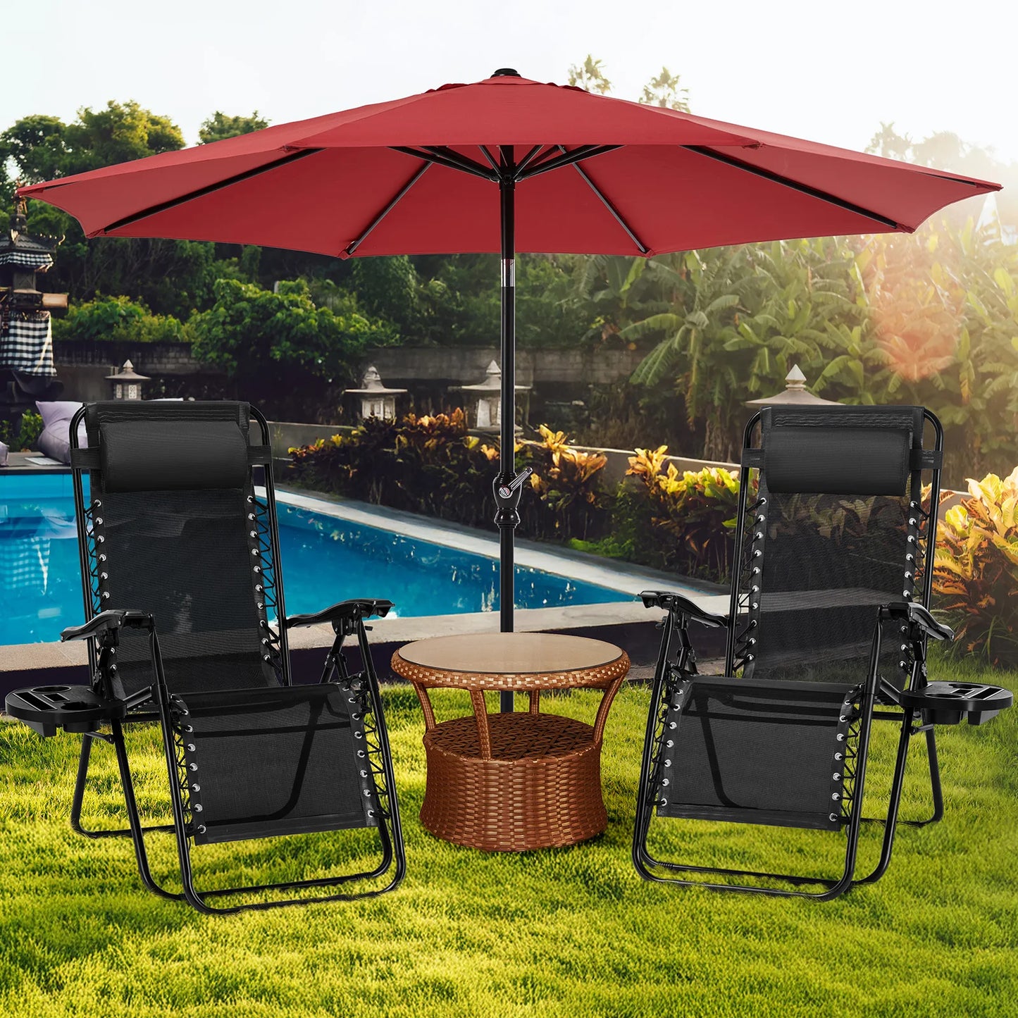 JHK Outdoor Patio Sunshade UV Protection Waterproof Umbrella For Backyard