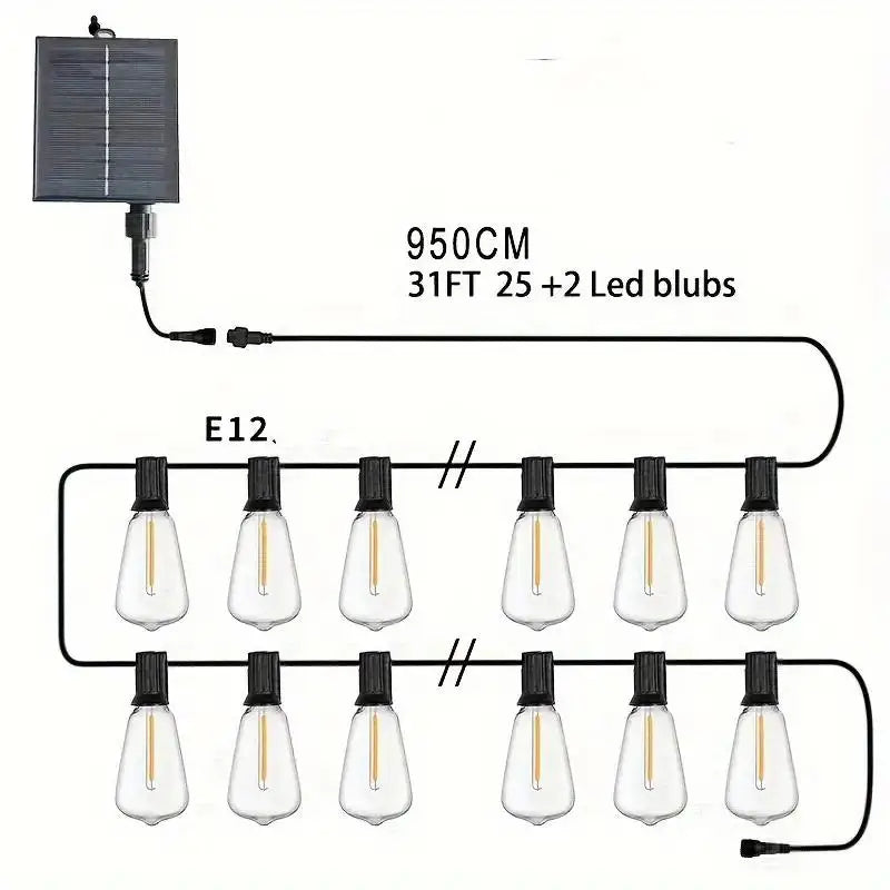 Solar Rechargeable Outdoor LED Commercial Grade String Lights