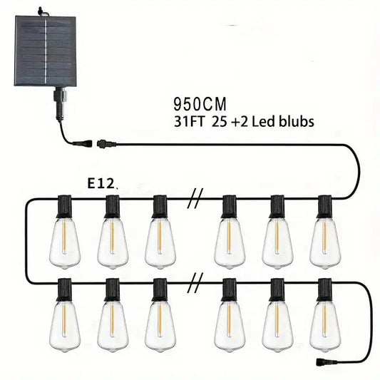 Solar Rechargeable Outdoor LED Commercial Grade String Lights