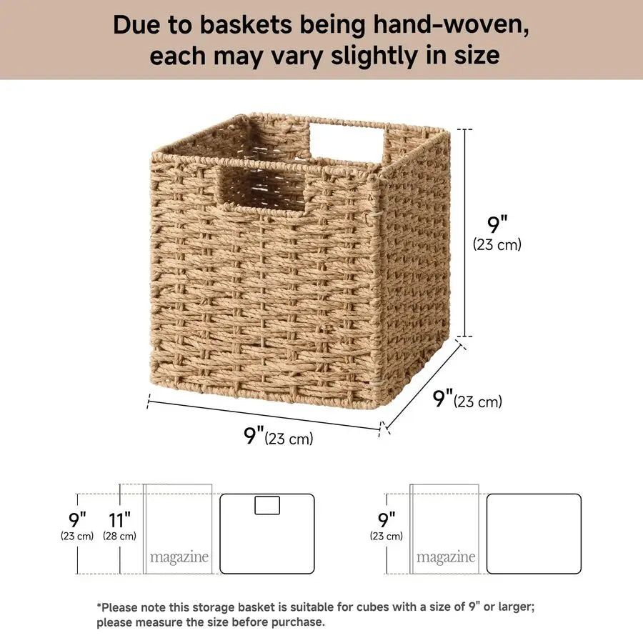 XMSJ Wicker Paper Rope Storage Cubes Organizer Bins
