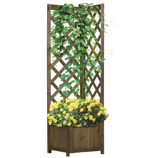 Outsunny Wooden Raised Garden Bed With Trellis For Vines