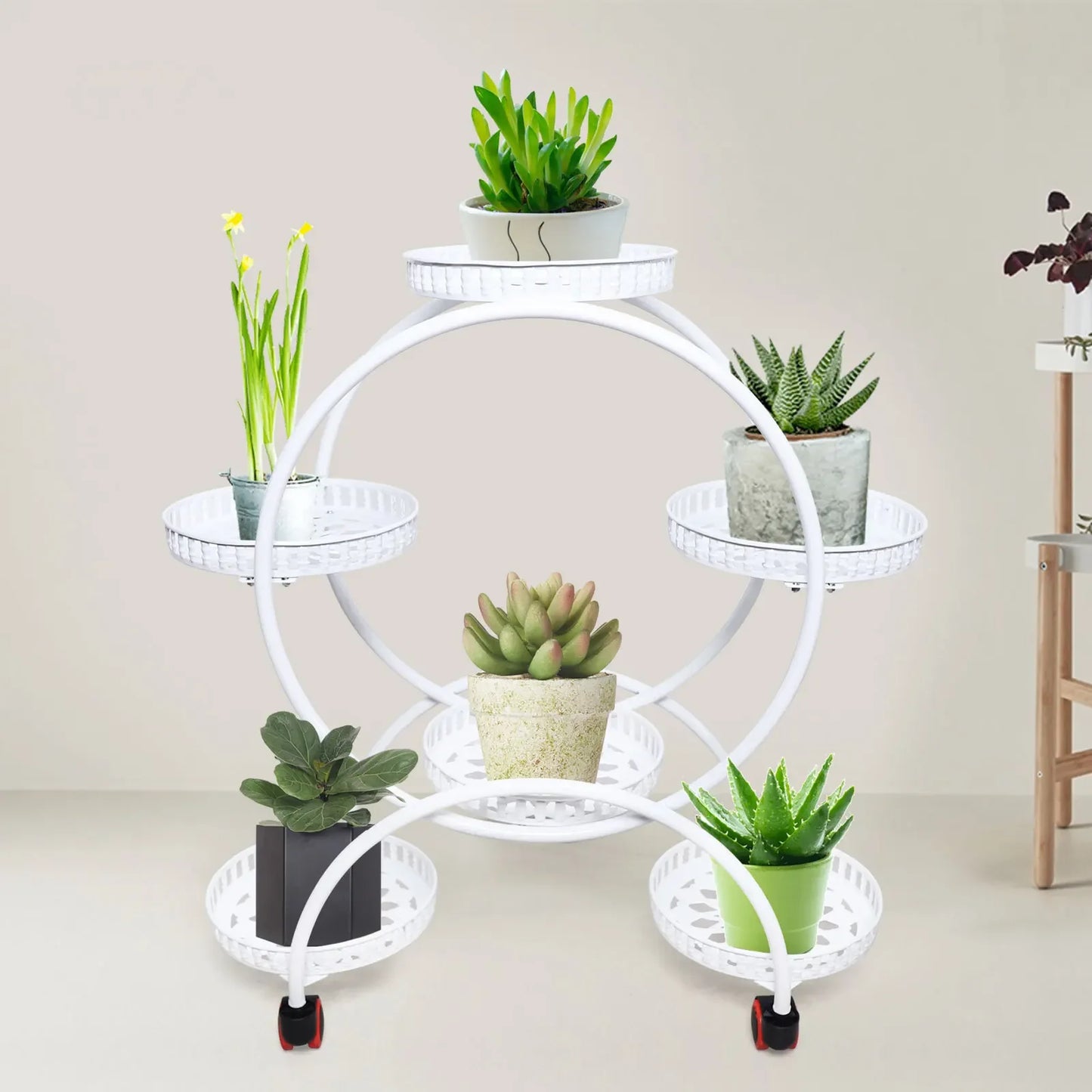 Metal Plant Stand With Six Pots Patio And Living Room
