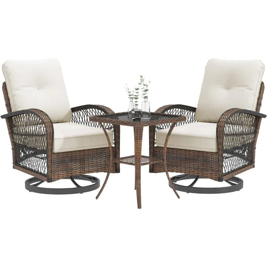 Patio Furniture Set With Swivel Rocker Chairs And Cushions