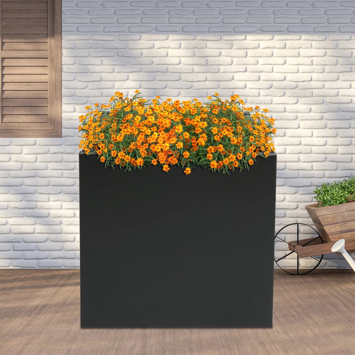 Outdoor Metal Planter Boxes Square Cube For Garden