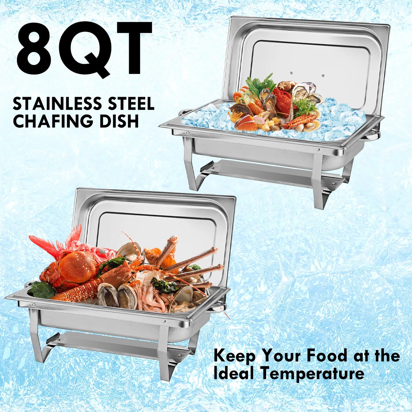Stainless Steel Chafing Dish Buffet Set With Fuel Holders