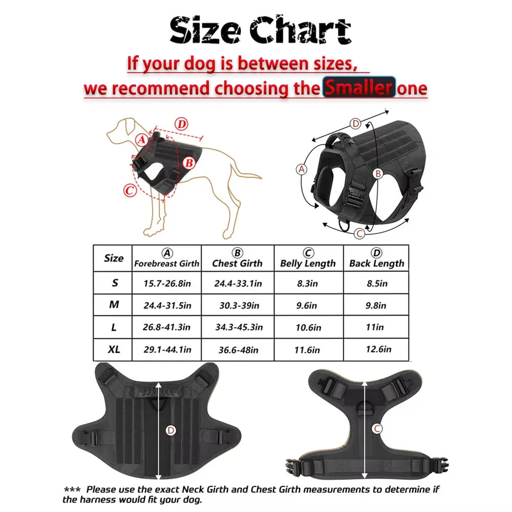 Military Large Dog Harness Vest Set With Patches For Malinois