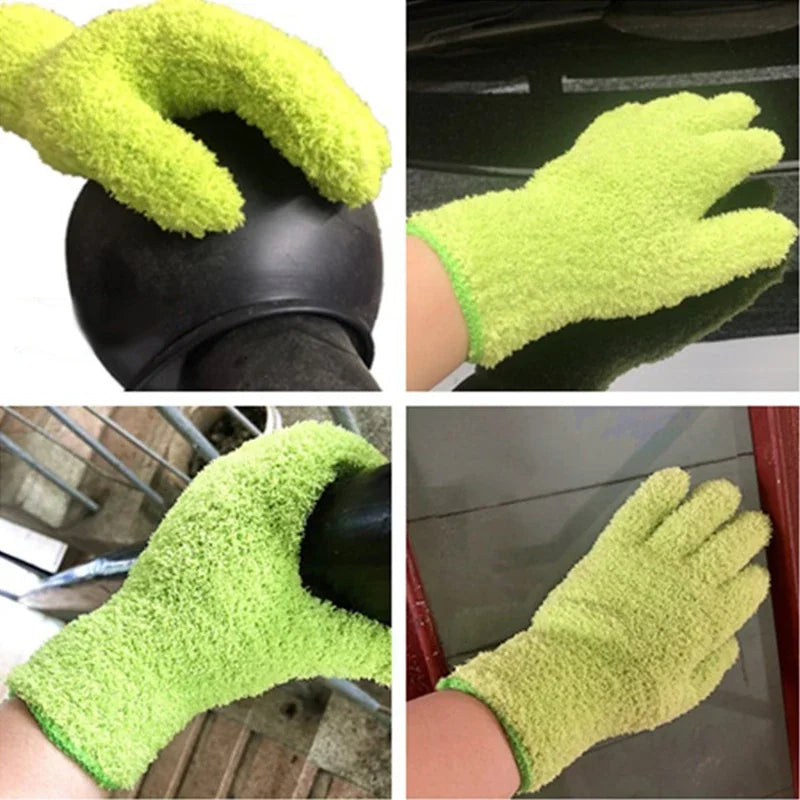 Microfiber Cleaning Glove Coral Velvet for Car Detailing and Dust Removal