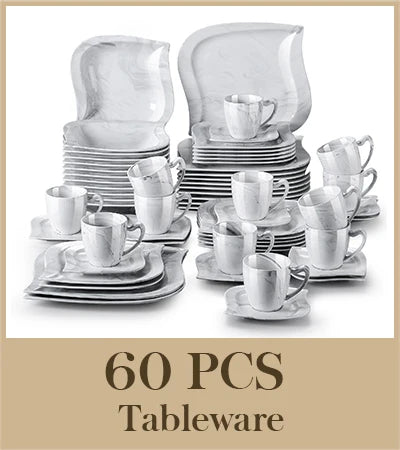 MALACASA Porcelain Dinnerware Set With Cups And Saucers