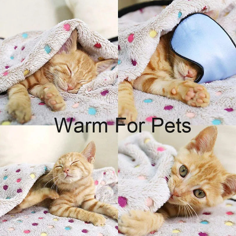 Soft Fluffy Pet Blanket Dot Pattern For Cats And Dogs