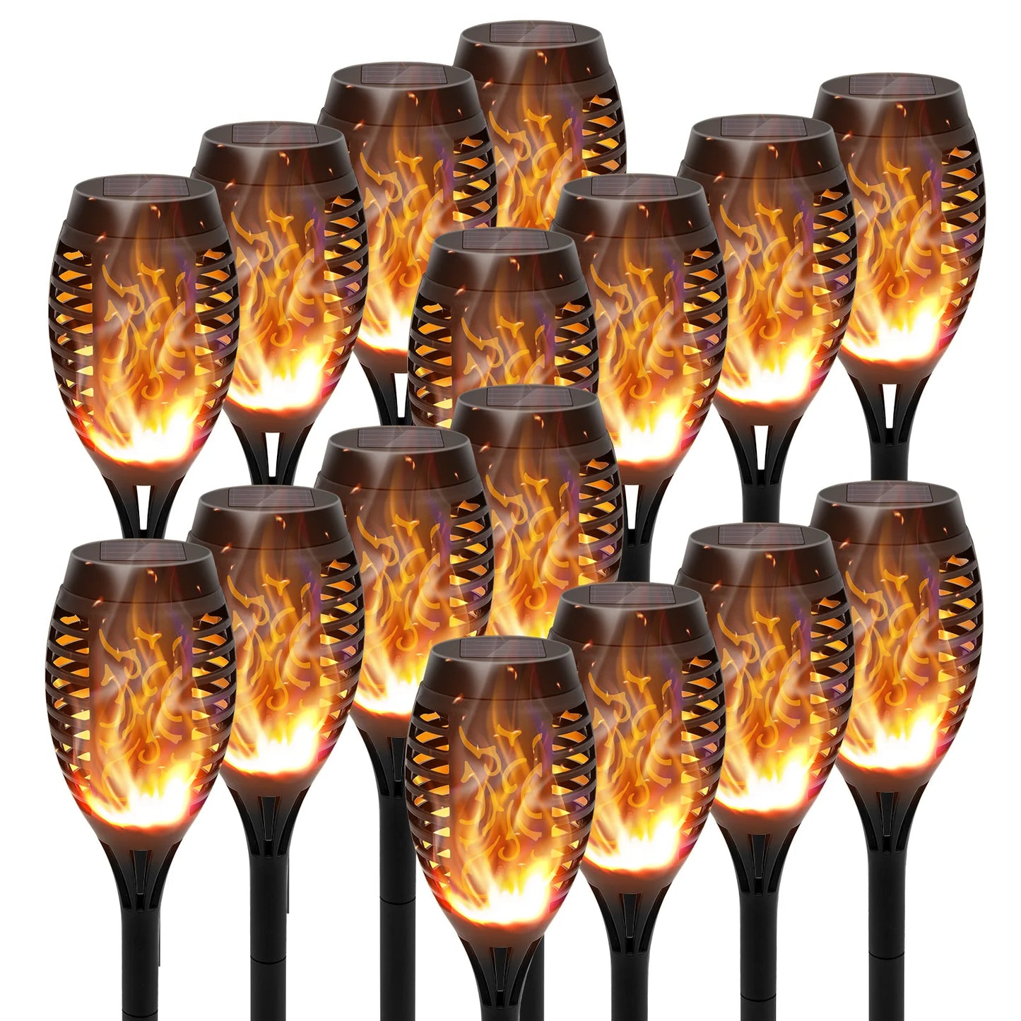 Solar Torch Lights With Flickering Flame Outdoor Waterproof Pathway Lights