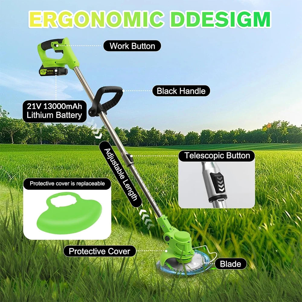 Cordless Weed Eater Lawn Edger Trimmer With 2 Batteries, Lightweight