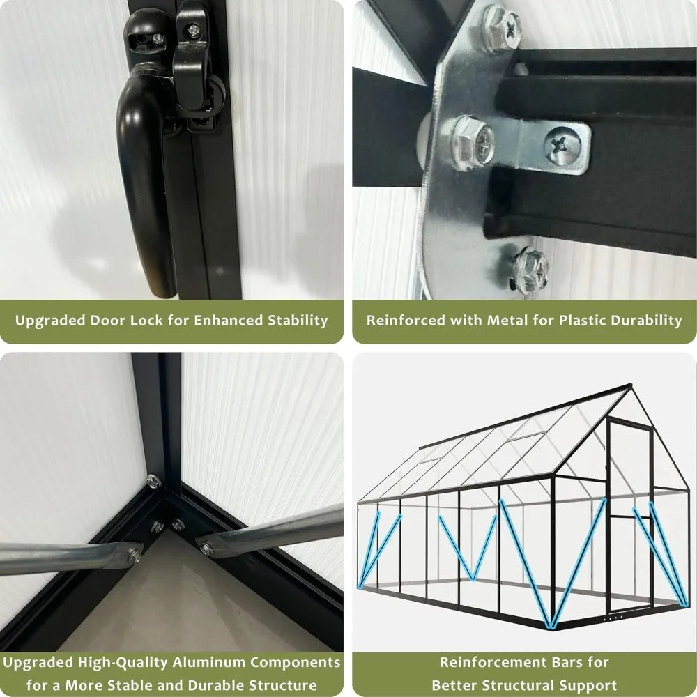 Polycarbonate Greenhouse With Heavy Duty Aluminum Frame For Outdoor Garden