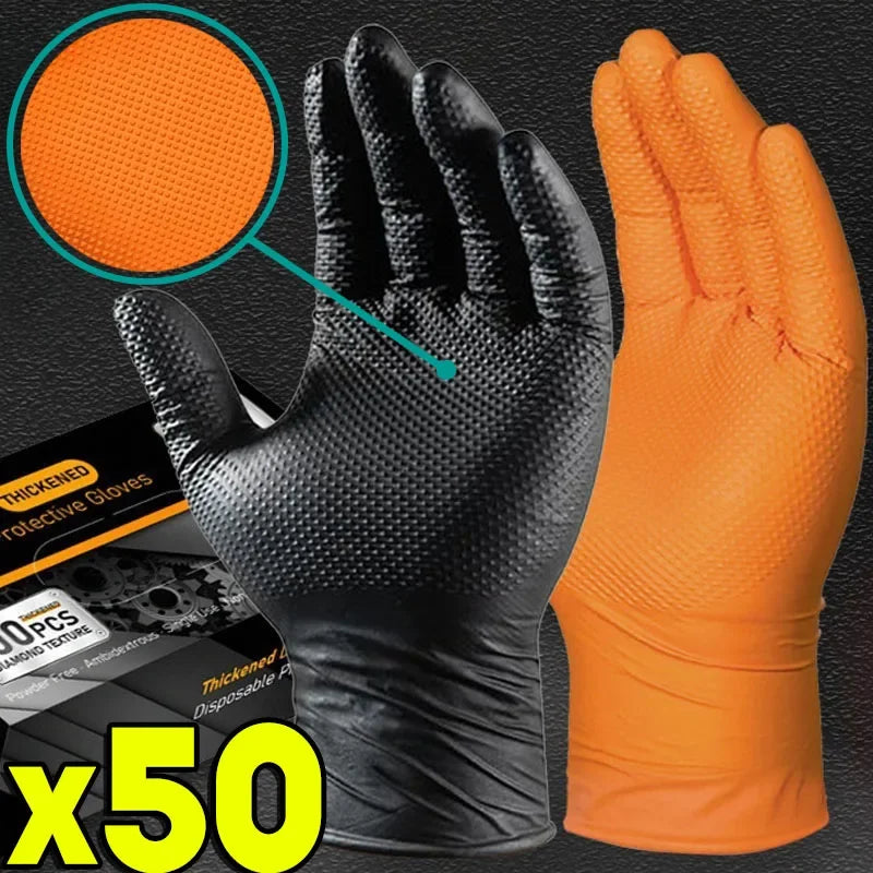 Heavy Duty Nitrile Gloves With Textured Grip For Mechanics And Garden