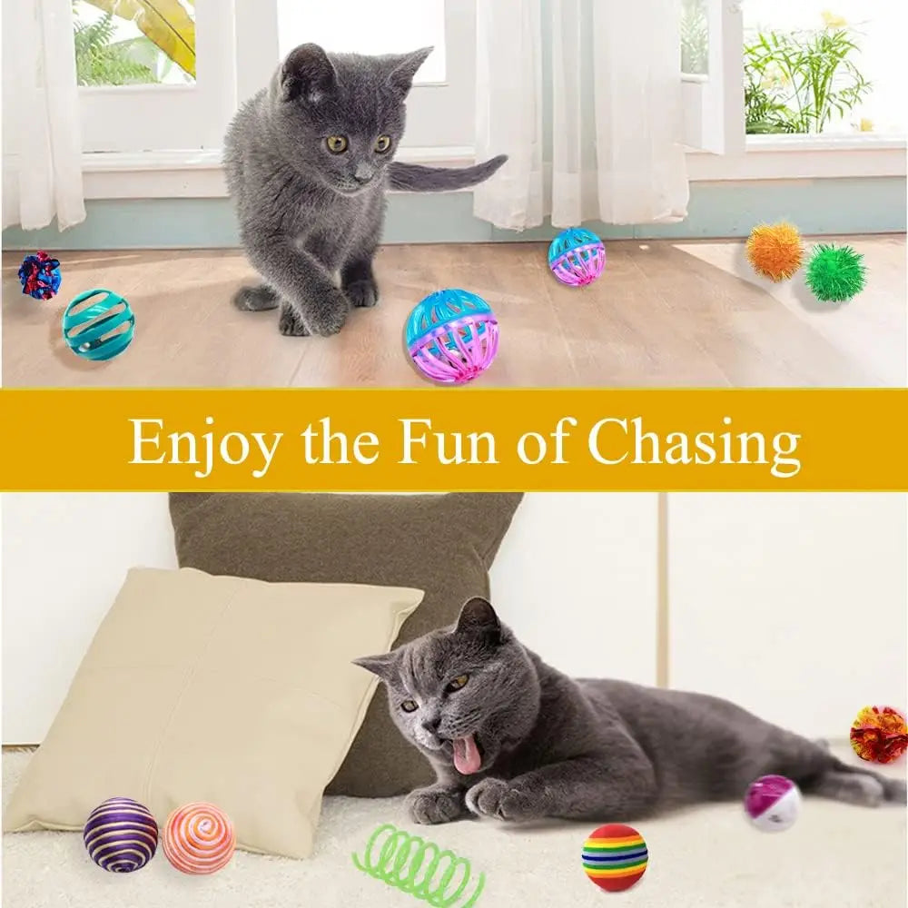 Crinkle Sparkle Bell Sisal Balls Cat Toys Kitten Assortment