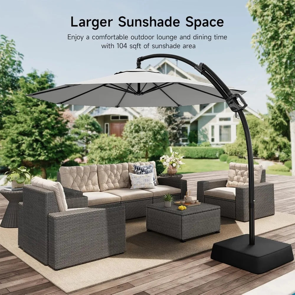 Cantilever Patio Umbrella With Sandbag Base UPF50 Protection